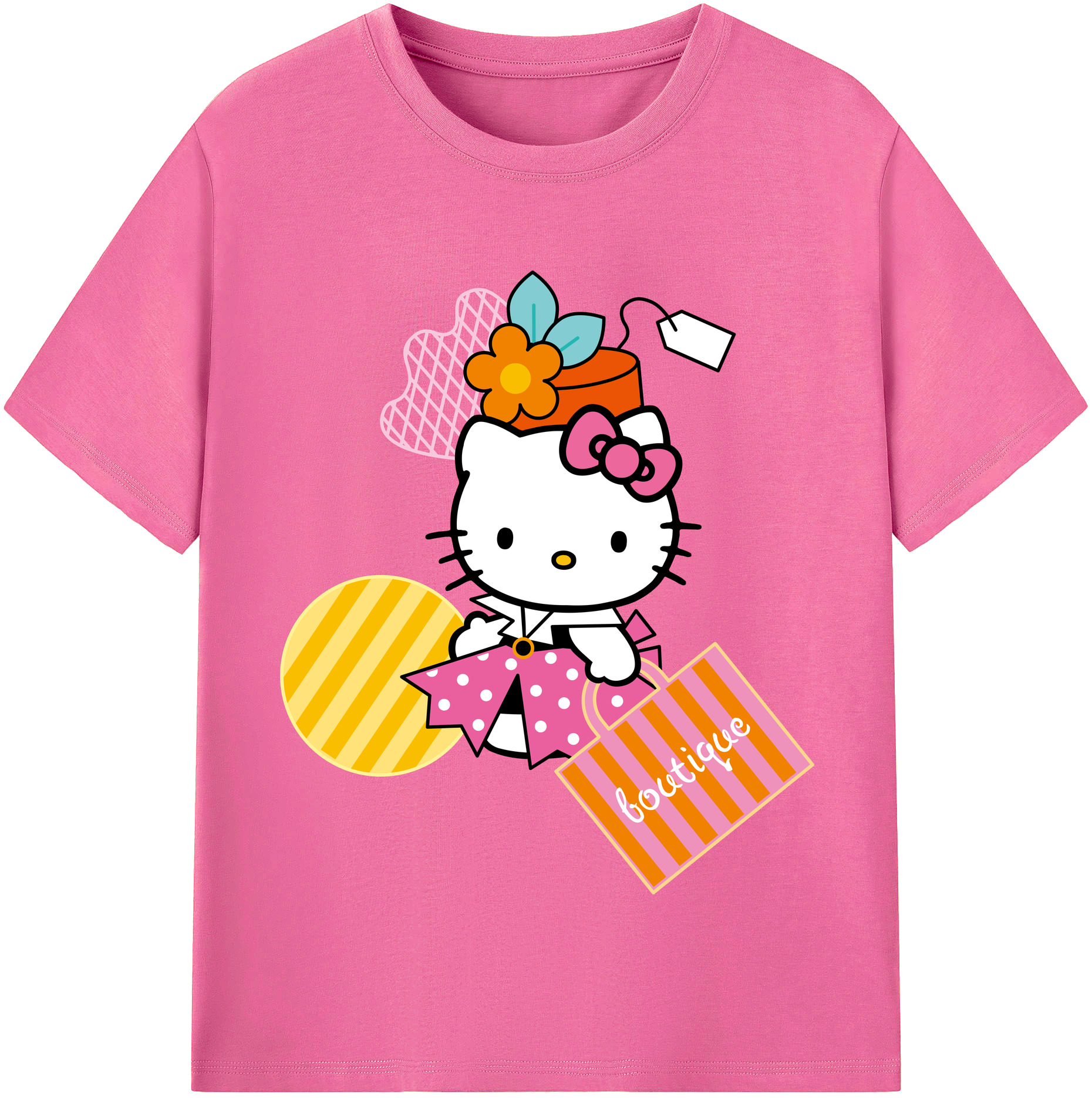 （画像用） Hello Kitty ハローキティ レディースカジュアルプリントTシャツ（綿100％）